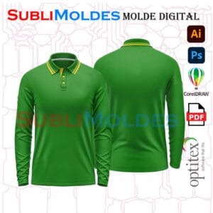 Molde Camiseta Polo Manga larga