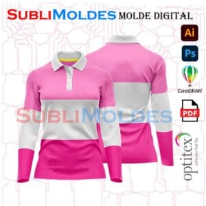 Molde Camiseta Polo dama Manga larga