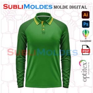 Molde Camiseta Polo Raglan Manga Larga
