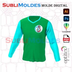 Molde Camiseta Cuello V Manga Larga