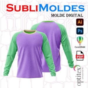 Molde Camiseta Raglan cuello redondo Manga larga