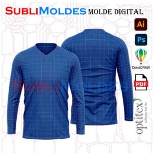Molde Camiseta Raglan cuello V Manga larga