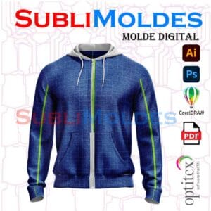 Molde Hoddie Canguro Cierre