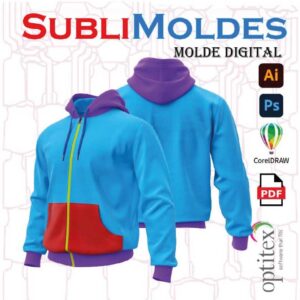 Molde Sudadera Hoddie Canguro Cierre